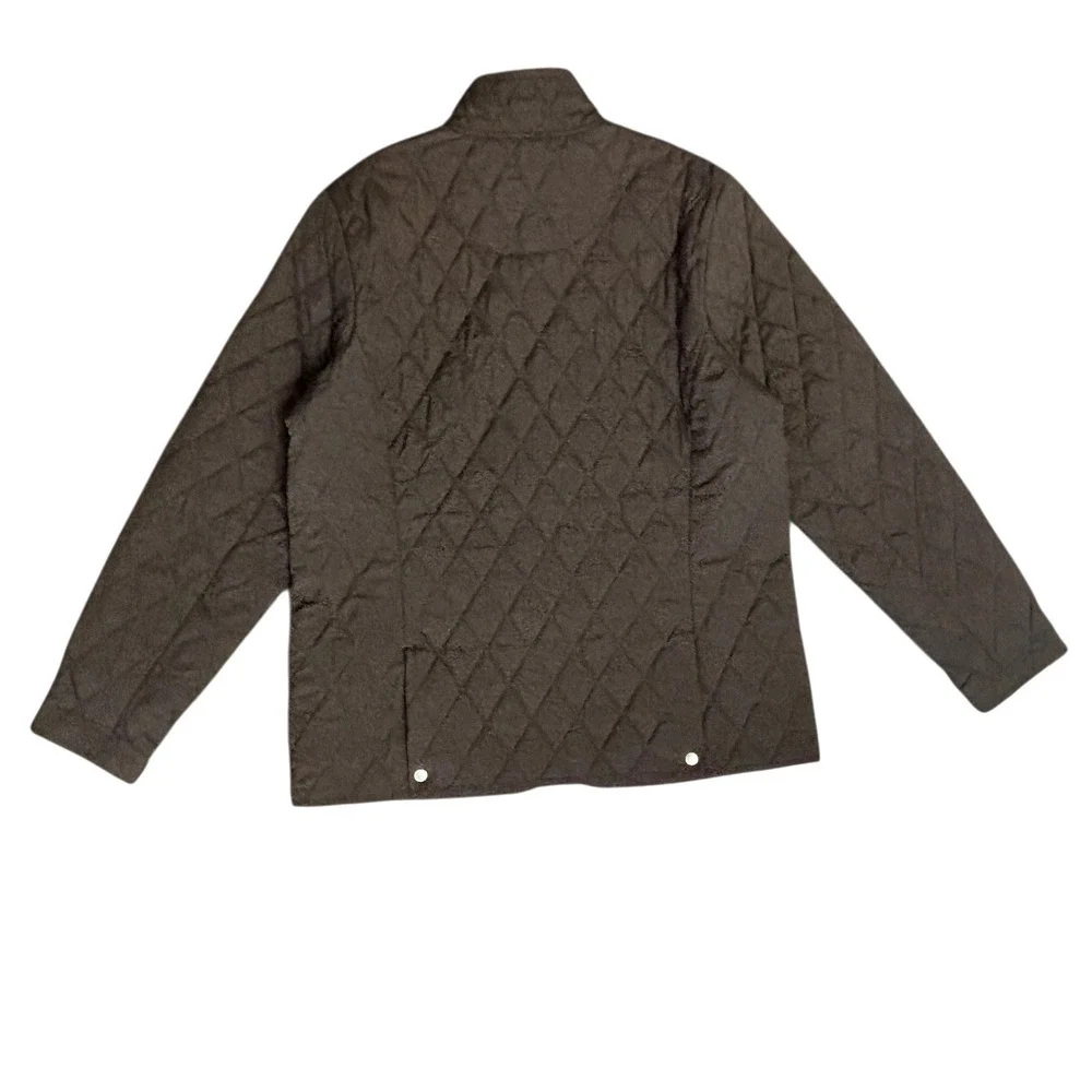 Lands End Quilted Chore Coat. Full Zipper. Snap‎ Pockets. Sz L (14-16) Brown